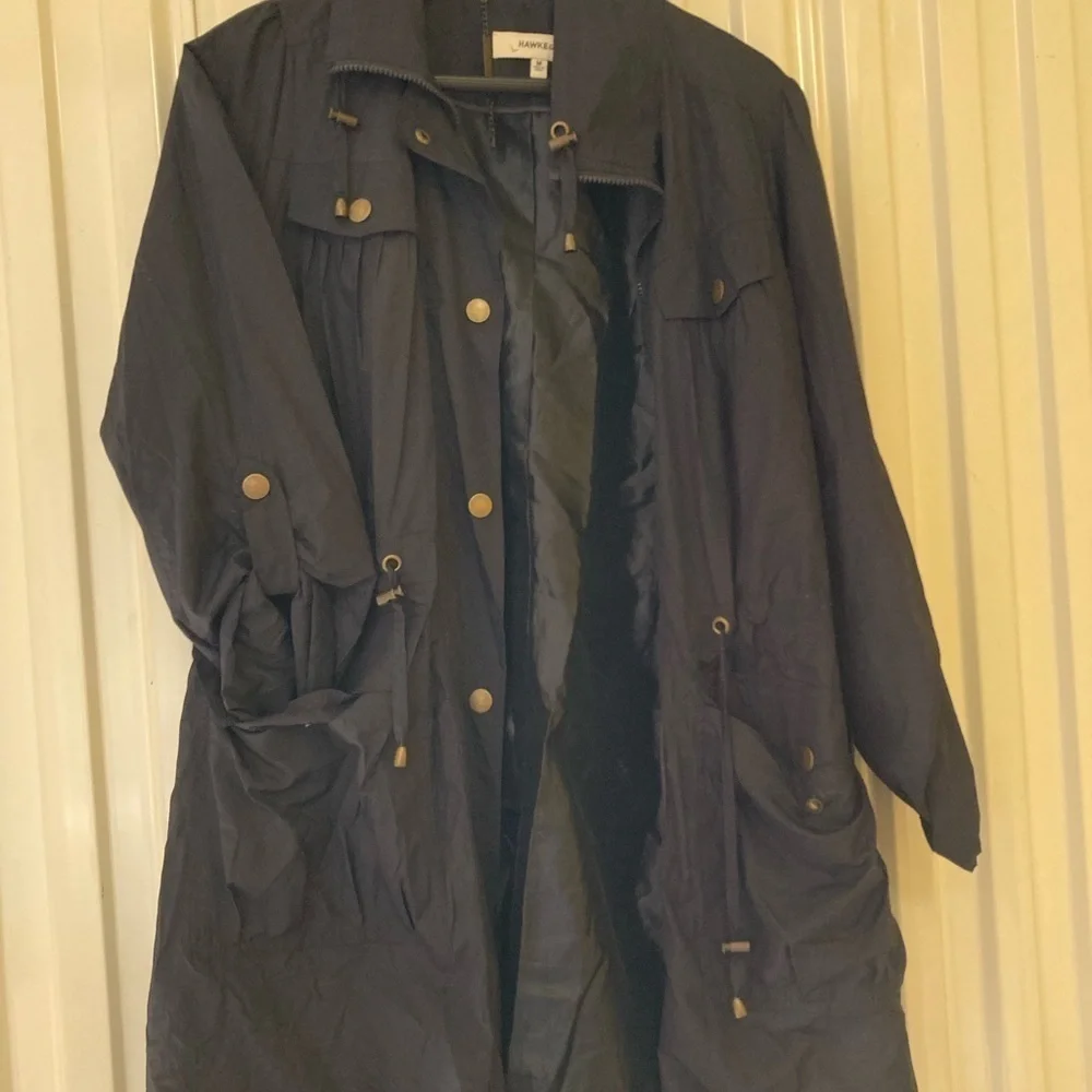 𝅺hawke & Co Solid Navy Blue Lightweight/Zip Front / Windbreaker Jacket . M